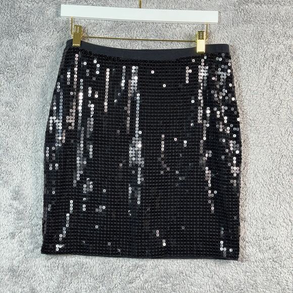 Betsey Johnson Black Sequins Holiday New Years Evening Party Mini Skirt Large - Picture 1 of 8